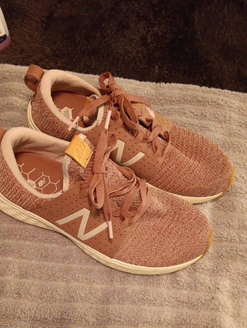 New Balance Pink/Tan Knit Sneakers